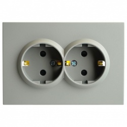 Розетка двойная с заземлением и со шторкой Stekker Эмили 49960 в интернет-магазине "Галерея света"