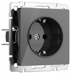 Розетка с заземлением и со шторками, без рамки Werkel графит акрил W1171144 в интернет-магазине "Галерея света"