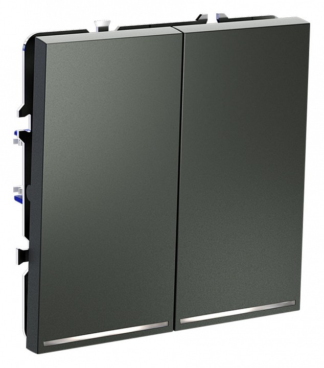 Выключатель проходной двухклавишный с подсветкой без рамки Voltum S70 VLS020406 в интернет-магазине "Галерея света"