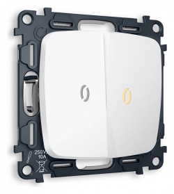 Выключатель двухклавишный с подсветкой без рамки Ambrella Volt OMEGA MO124010 в интернет-магазине "Галерея света"