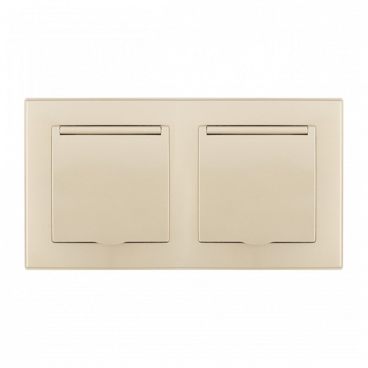 Розетка влагозащищенная с заземлением и со шторкой с крышкой Arte Milano SET06-2 SET06-2-41-1x2 shampan в интернет-магазине "Галерея света"