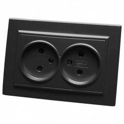 Розетка двойная без заземления и со шторкой Stekker Эрна 39478 в интернет-магазине "Галерея света"