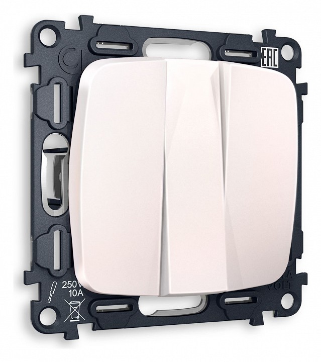 Выключатель трехклавишный без рамки Ambrella Volt OMEGA MO205010 в интернет-магазине "Галерея света"