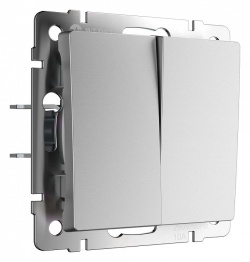 Выключатель проходной двухклавишный без рамки Werkel серебряный матовый W1122065 в интернет-магазине "Галерея света"