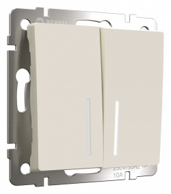 Выключатель двухклавишный с подсветкой без рамки Werkel айвори матовый W1120162 в интернет-магазине "Галерея света"