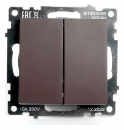 Выключатель двухклавишный без рамки Stekker Катрин 49019 в интернет-магазине "Галерея света"