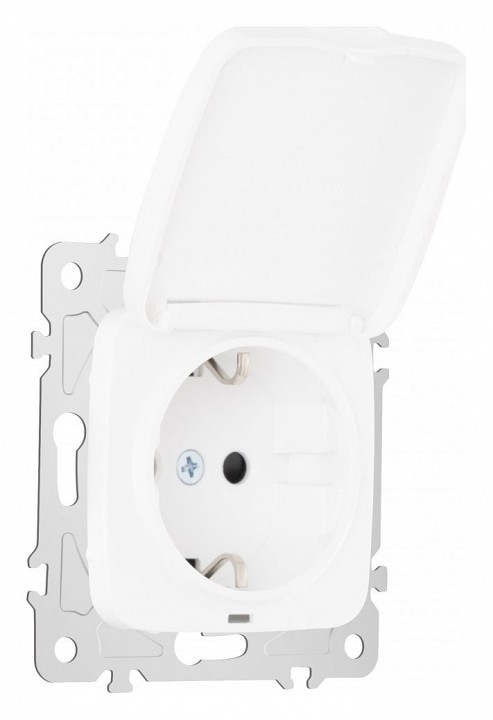 Розетка влагозащищенная с заземлением и со шторкой с крышкой Arte Milano am-205 205.41-1.white в интернет-магазине "Галерея света"