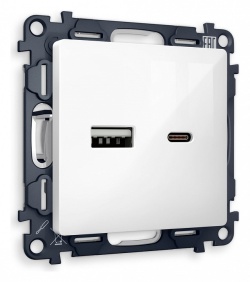 Розетка 2хUSB type A и C без рамки Ambrella Volt ALFA MA111010 в интернет-магазине "Галерея света"