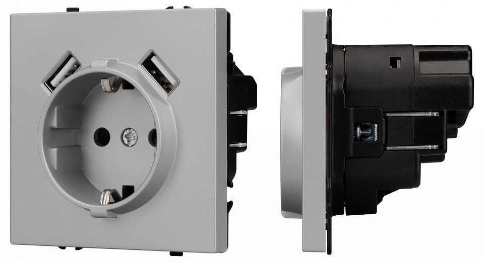 Розетка с заземлением и 2хUSB type A, без рамки Arlight SCT-NOBE 059443 в интернет-магазине "Галерея света"