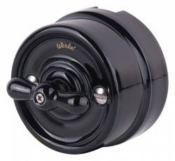 Выключатель на 4 положения двухклавишный без рамки Werkel Ретро (черный) W5620008 в интернет-магазине "Галерея света"