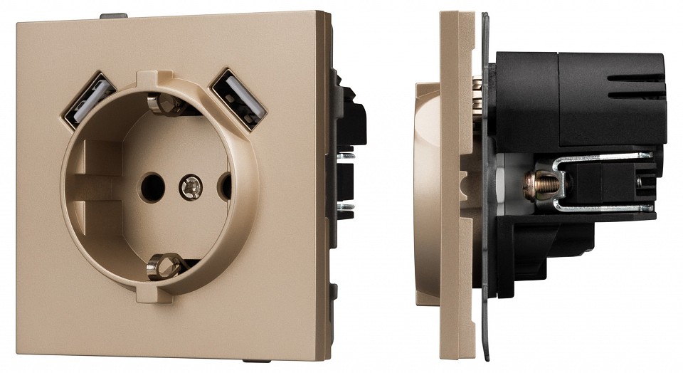 Розетка с заземлением и 2хUSB type A, без рамки Arlight SCT-TENDO 054085 в интернет-магазине "Галерея света"