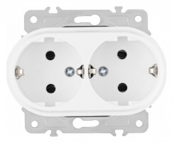 Розетка двойная с заземлением, без рамки Arte Milano am-202 202.40-2.white в интернет-магазине "Галерея света"