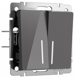 Выключатель проходной двухклавишный с подсветкой без рамки Werkel графит акрил W1122144 в интернет-магазине "Галерея света"