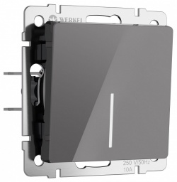 Выключатель проходной одноклавишный с подсветкой без рамки Werkel графит акрил W1112144 в интернет-магазине "Галерея света"