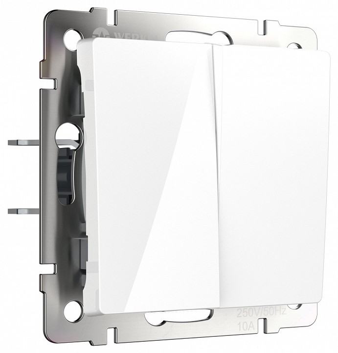 Выключатель двухклавишный без рамки Werkel белый W1123001 в интернет-магазине "Галерея света"