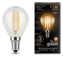 Лампа светодиодная Gauss LED Filament E14 11Вт 2700K 105801111 в интернет-магазине "Галерея света"