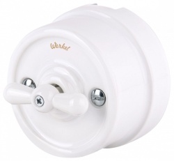 Выключатель двухклавишный Werkel Ретро (белый) W5620001 в интернет-магазине "Галерея света"