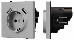 Розетка с заземлением и 2хUSB type A, без рамки Arlight SCT-NOBE 059443 в интернет-магазине "Галерея света"