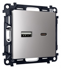 Розетка 2хUSB type A и C без рамки Ambrella Volt ALFA MA511010 в интернет-магазине "Галерея света"