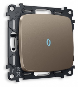 Выключатель проходной одноклавишный с подсветкой без рамки Ambrella Volt OMEGA MO632040 в интернет-магазине "Галерея света"