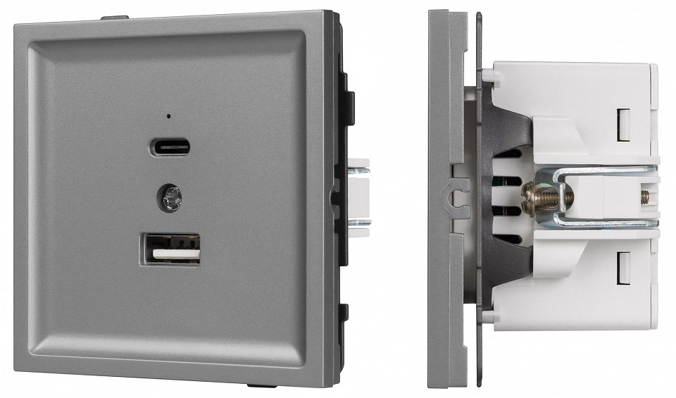 Розетка 2хUSB type A и C без рамки Arlight SCT-TENDO 054096 в интернет-магазине "Галерея света"