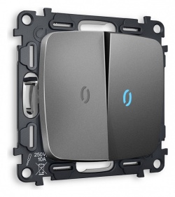 Выключатель проходной двухклавишный с подсветкой без рамки Ambrella Volt OMEGA MO654040 в интернет-магазине "Галерея света"