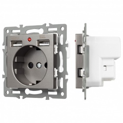 Розетка с заземлением и 2хUSB type A, без рамки Arlight SCT 043735 в интернет-магазине "Галерея света"