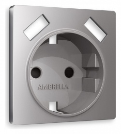 Накладка для розетки с заземлением и со шторками и 2хUSB type A Ambrella Volt ALFA AP5090 в интернет-магазине "Галерея света"