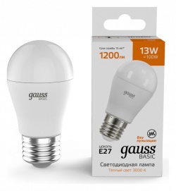Лампа светодиодная Gauss Basic E27 13Вт 3000K 10502132 в интернет-магазине "Галерея света"