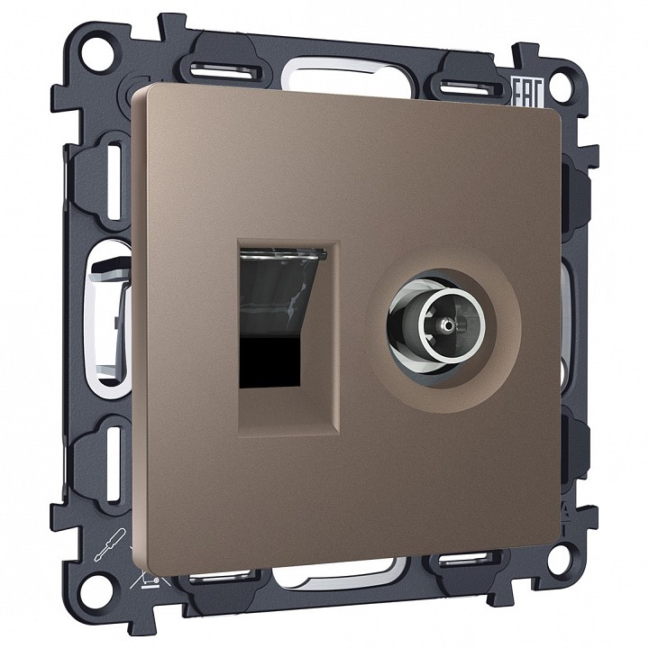 ТВ-розетка и розетка Ethernet RJ-45 без рамки Ambrella Volt ALFA MA642510 в интернет-магазине "Галерея света"