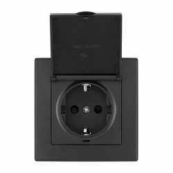 Розетка с заземлением и шторкой, с крышкой Arte Milano SET06-1 SET06-1-41-1 black в интернет-магазине "Галерея света"