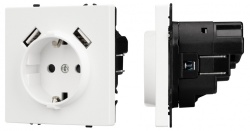 Розетка с заземлением и со шторкой и 2хUSB type A, без рамки Arlight NOBE 054288(1) в интернет-магазине "Галерея света"