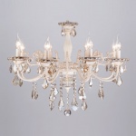 Подвесная люстра Eurosvet Elisha 3281/8 белый с золотом/тонированный хрусталь Strotskis в интернет-магазине "Галерея света"