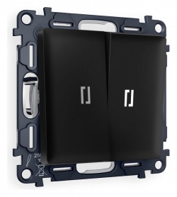 Выключатель двухклавишный с подсветкой без рамки Ambrella Volt ALFA MA804015 в интернет-магазине "Галерея света"