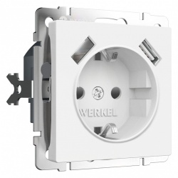 Розетка с заземлением и со шторками и 2хUSB, без рамки Werkel белый матовый W1171561 в интернет-магазине "Галерея света"