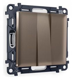 Выключатель трехклавишный без рамки Ambrella Volt ALFA MA635010 в интернет-магазине "Галерея света"