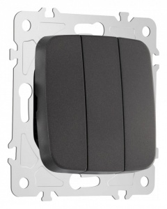 Выключатель трехклавишный без рамки Arte Milano 205 205.30-3.black в интернет-магазине "Галерея света"