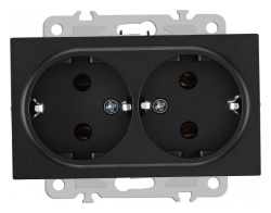 Розетка двойная с заземлением, без рамки Arte Milano am-206 206.40-2.black в интернет-магазине "Галерея света"