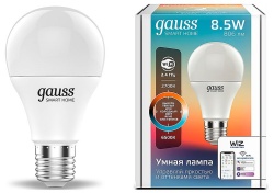 Лампа светодиодная с управлением через Wi-Fi Gauss Smart Home E27 8.5Вт 2700-6500K 1130112 в интернет-магазине "Галерея света"
