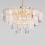 Подвесная люстра Eurosvet Elegante 10130/10 золото/прозрачный хрусталь Strotskis в интернет-магазине "Галерея света"