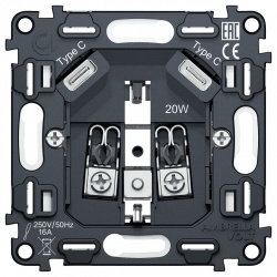 Механизм розетки с заземлением и 2хUSB type C Ambrella Volt QUANT VM165 в интернет-магазине "Галерея света"