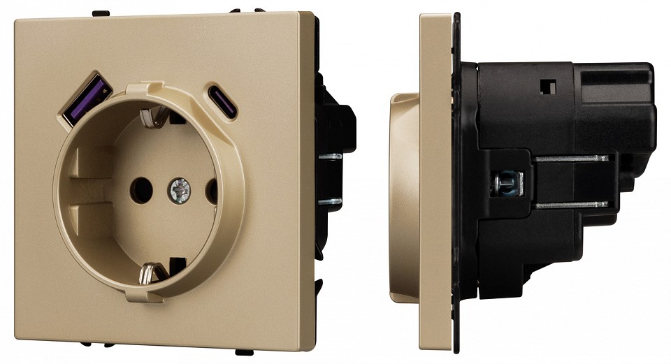 Розетка с заземлением и со шторкой и 2хUSB type A и C, без рамки Arlight NOBE 054286(1) в интернет-магазине "Галерея света"