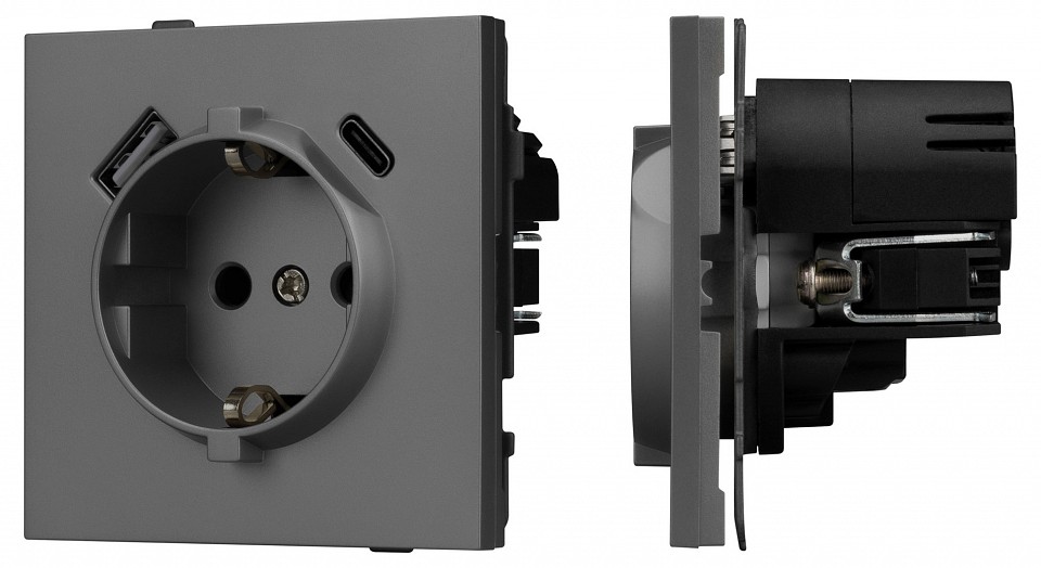 Розетка 2хUSB type A и C без рамки Arlight SCT-TENDO 054609 в интернет-магазине "Галерея света"