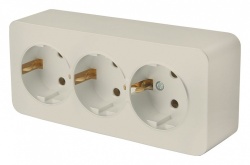 Розетка тройная с заземлением Stekker София 49501 в интернет-магазине "Галерея света"
