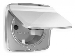 Накладка для розетки влагозащищенной с заземлением и со шторками с крышкой Ambrella Volt OMEGA OP4080 в интернет-магазине "Галерея света"