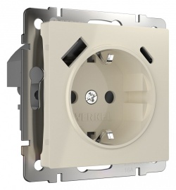 Розетка с заземлением и со шторками и 2хUSB, без рамки Werkel слоновая кость W1171703 в интернет-магазине "Галерея света"