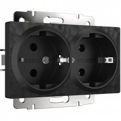 Розетка двойная с заземлением, без рамки Werkel Hammer черный W1272008 в интернет-магазине "Галерея света"
