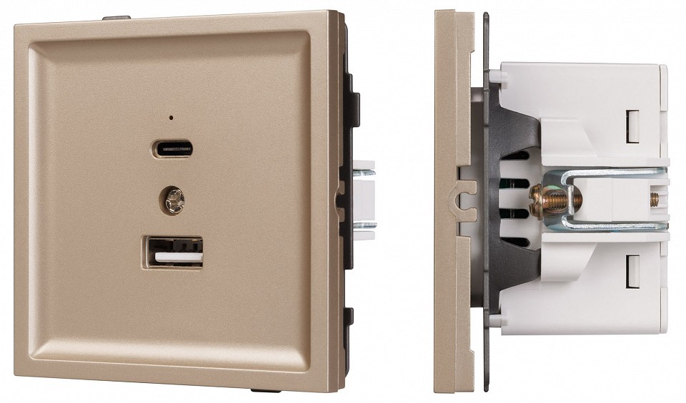 Розетка 2хUSB type A и C без рамки Arlight SCT-TENDO 054097 в интернет-магазине "Галерея света"