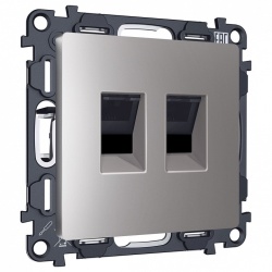 Розетка двойная Ethernet RJ-45 и со шторками, без рамки Ambrella Volt ALFA MA512110 в интернет-магазине "Галерея света"