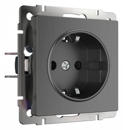 Розетка с заземлением, без рамки Werkel графит рифленый W1171004 в интернет-магазине "Галерея света"
